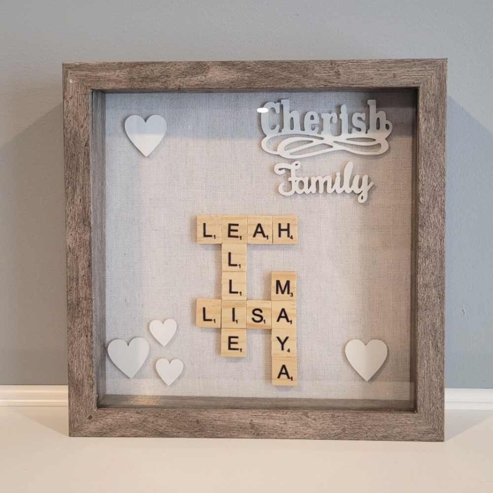 Customizable Family Name Scrabble Shadow Box Picture